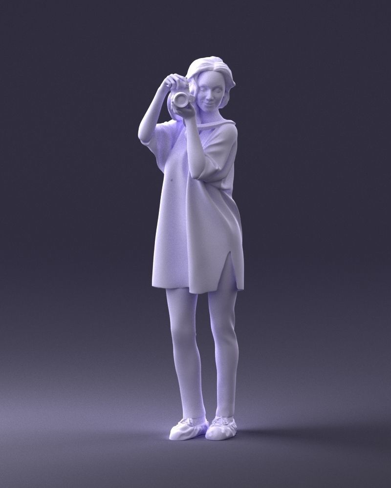 000143 Young Woman with a Camera 0629 3dp 3D print model_34