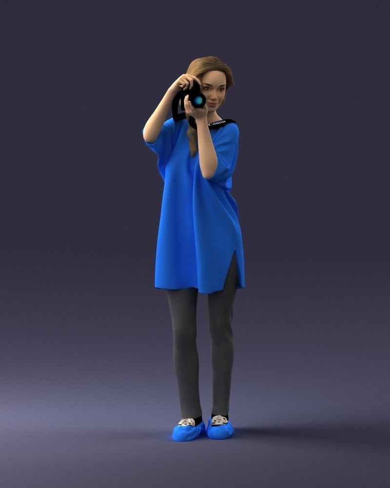 000143 Young Woman with a Camera 0629 3dp 3D print model_3