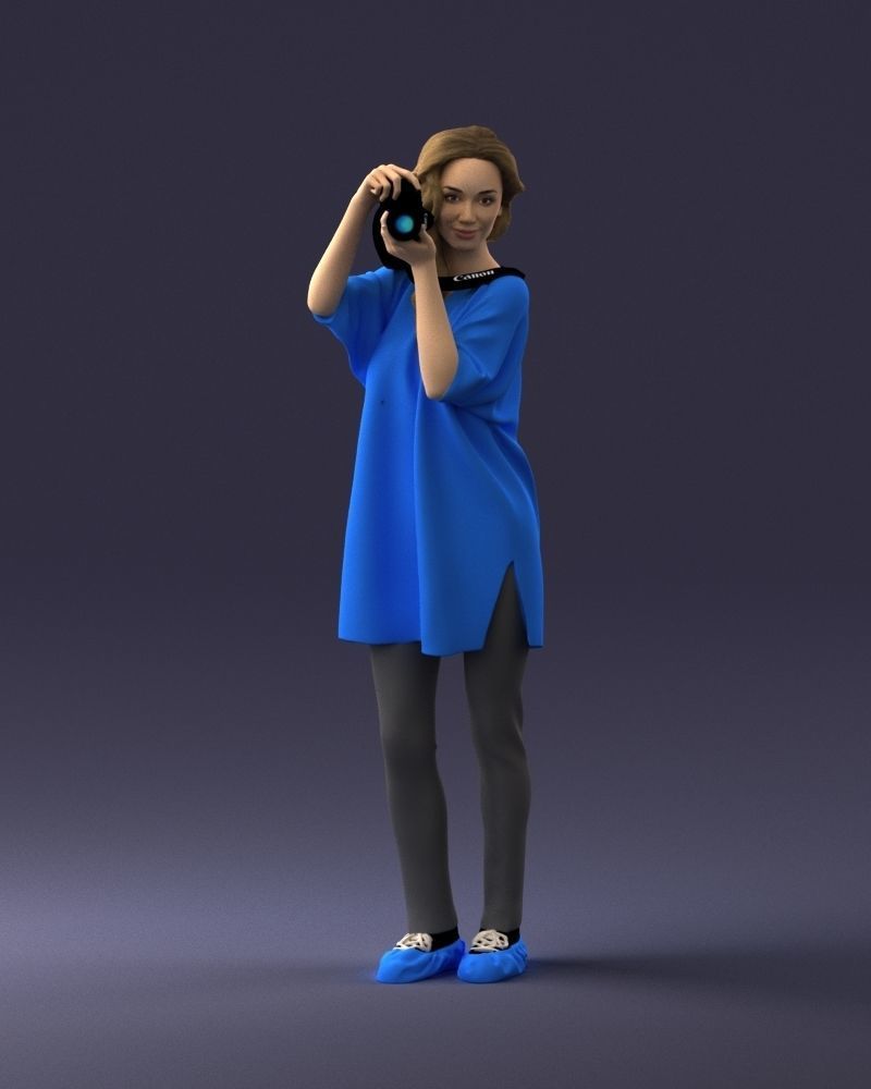 000143 Young Woman with a Camera 0629 3dp 3D print model_33
