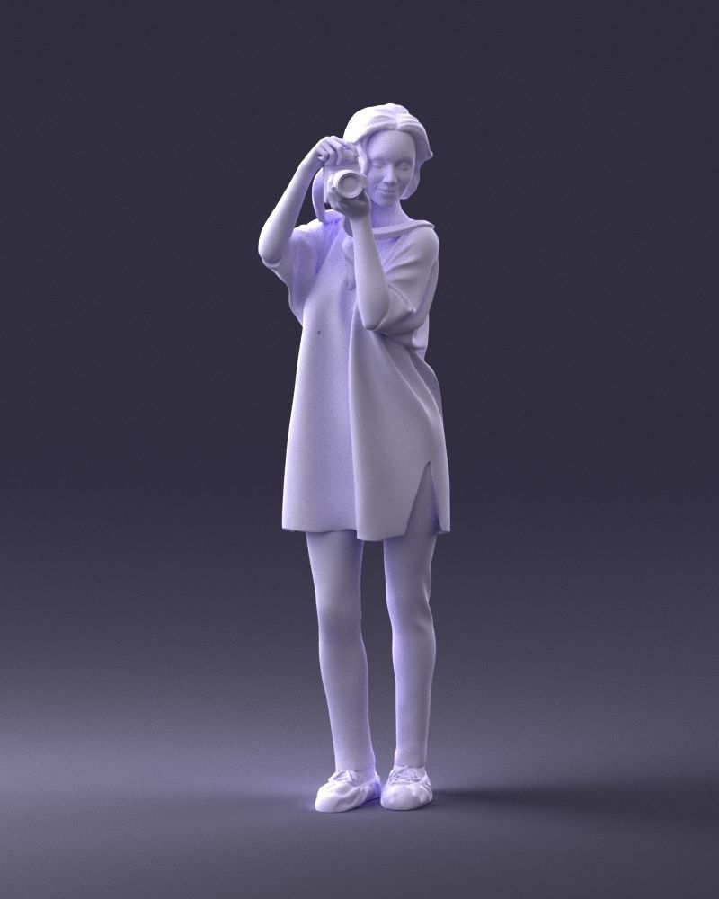 000143 Young Woman with a Camera 0629 3dp 3D print model_1