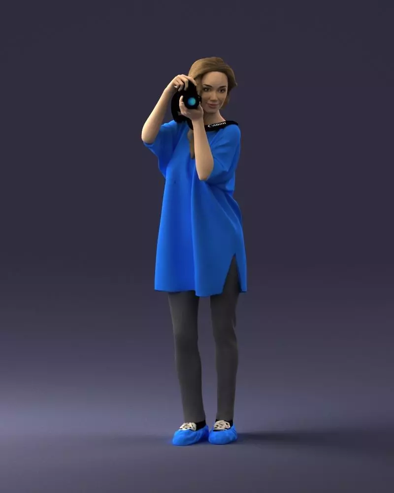 000143 Young Woman with a Camera 0629 3dp 3D print model_0