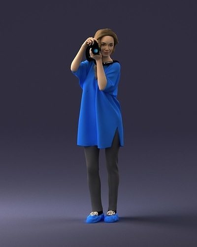 000143 Young Woman with a Camera 0629 3dp 3D print model