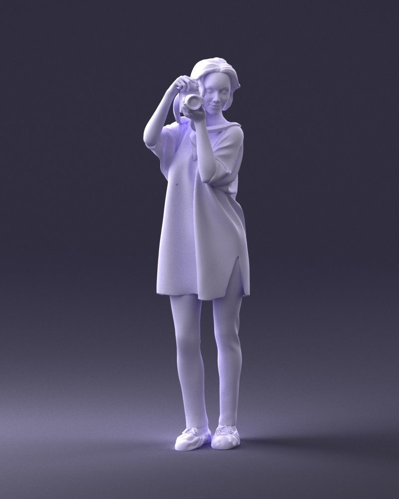 000143 Young Woman with a Camera 0629 3dp 3D print model_37