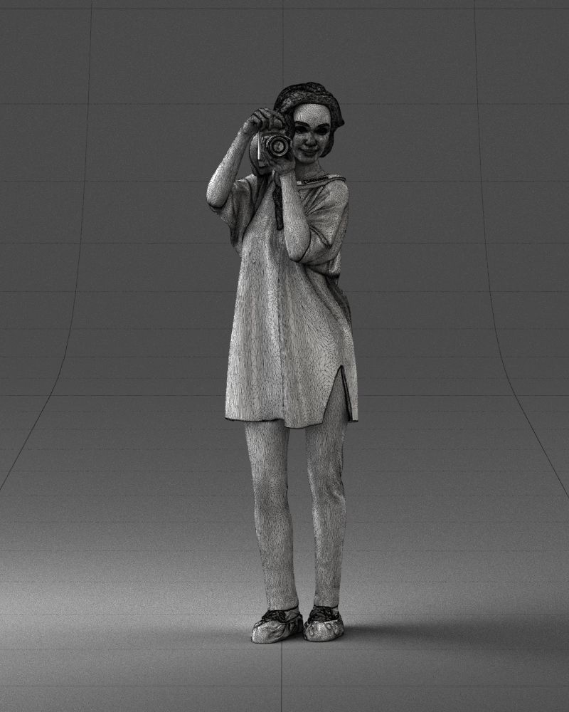 000143 Young Woman with a Camera 0629 3dp 3D print model_2