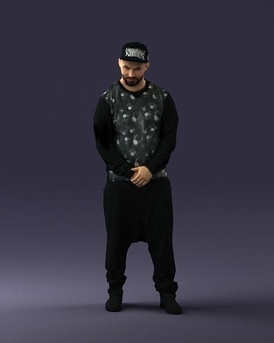 Man in baseball cap 0333 3D print model