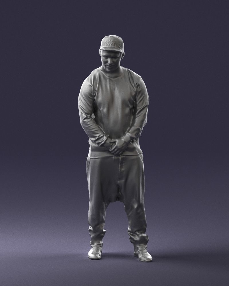 Man in baseball cap 0333 3D Print Ready 3D model_1