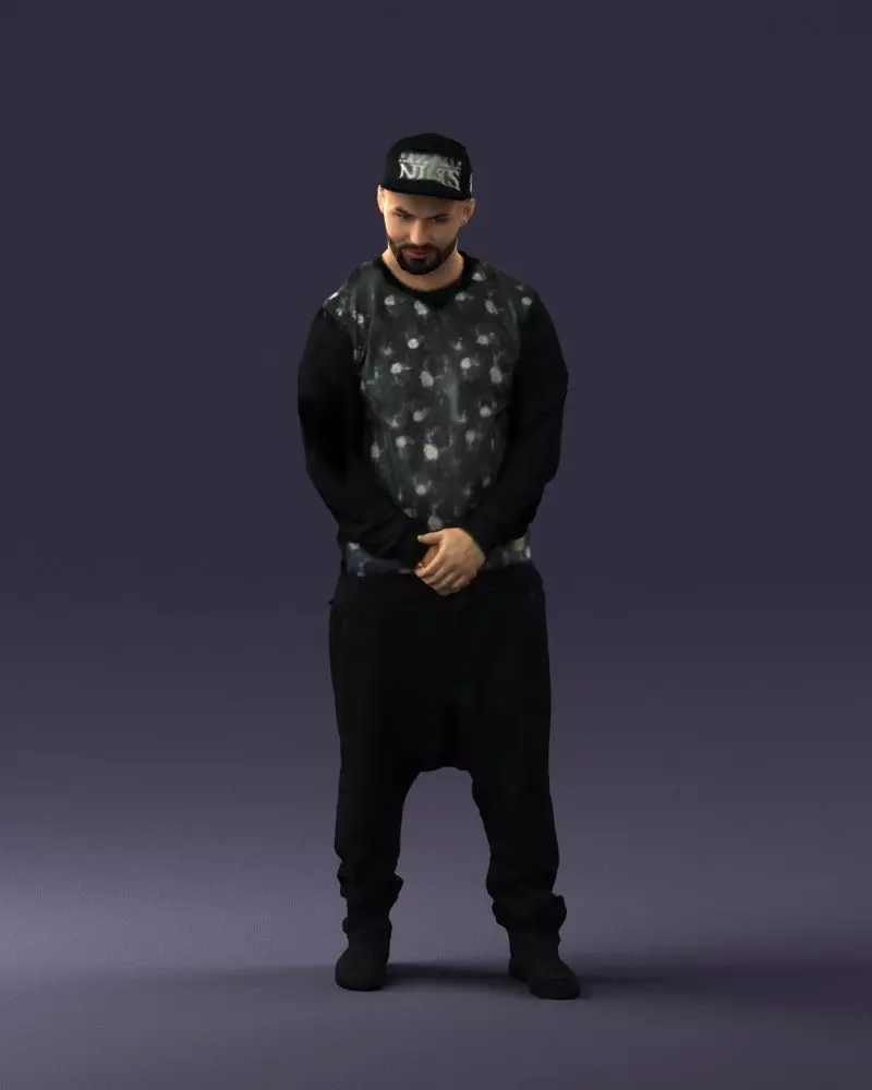 Man in baseball cap 0333 3D Print Ready 3D model_0