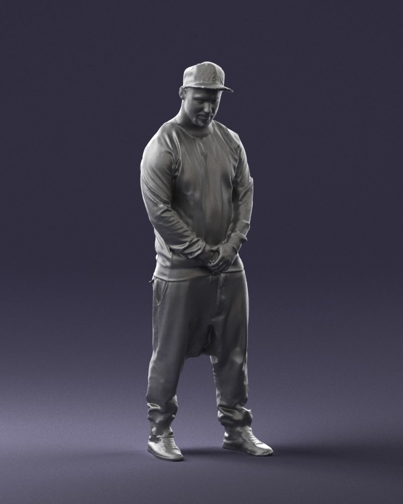 Man in baseball cap 0333 3D Print Ready 3D model_7