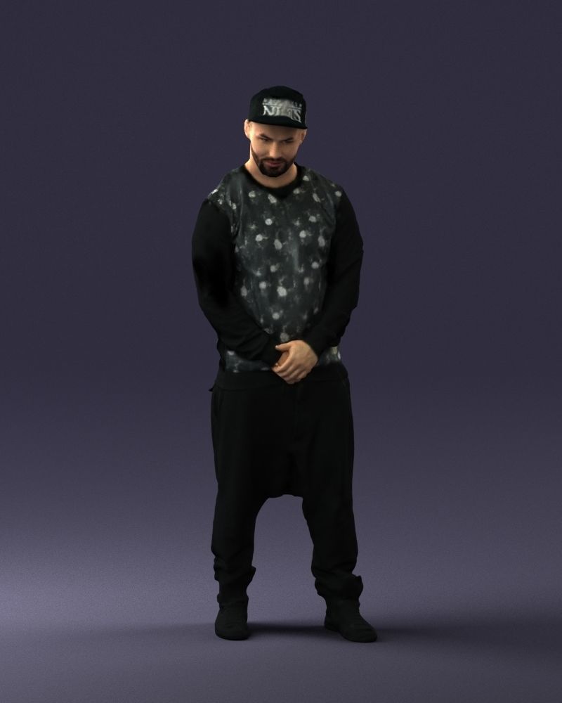 Man in baseball cap 0333 3D Print Ready 3D model_3