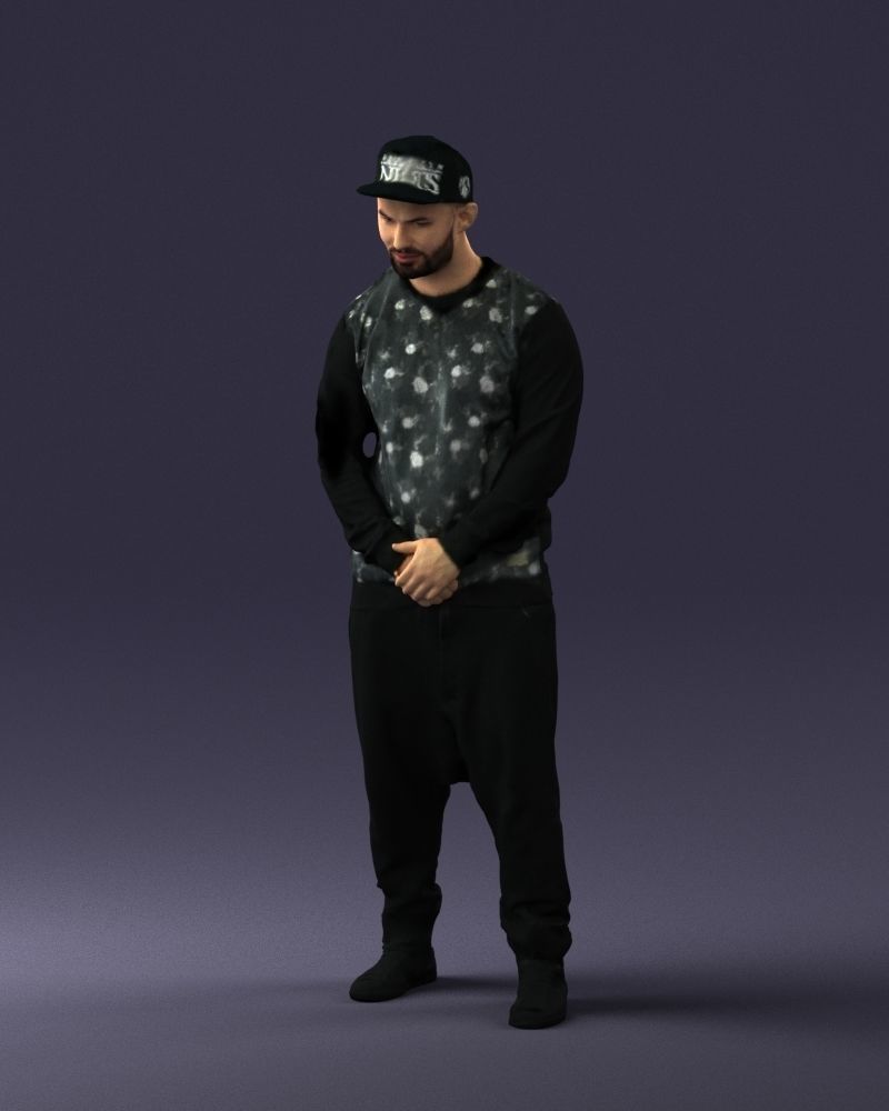 Man in baseball cap 0333 3D Print Ready 3D model_30