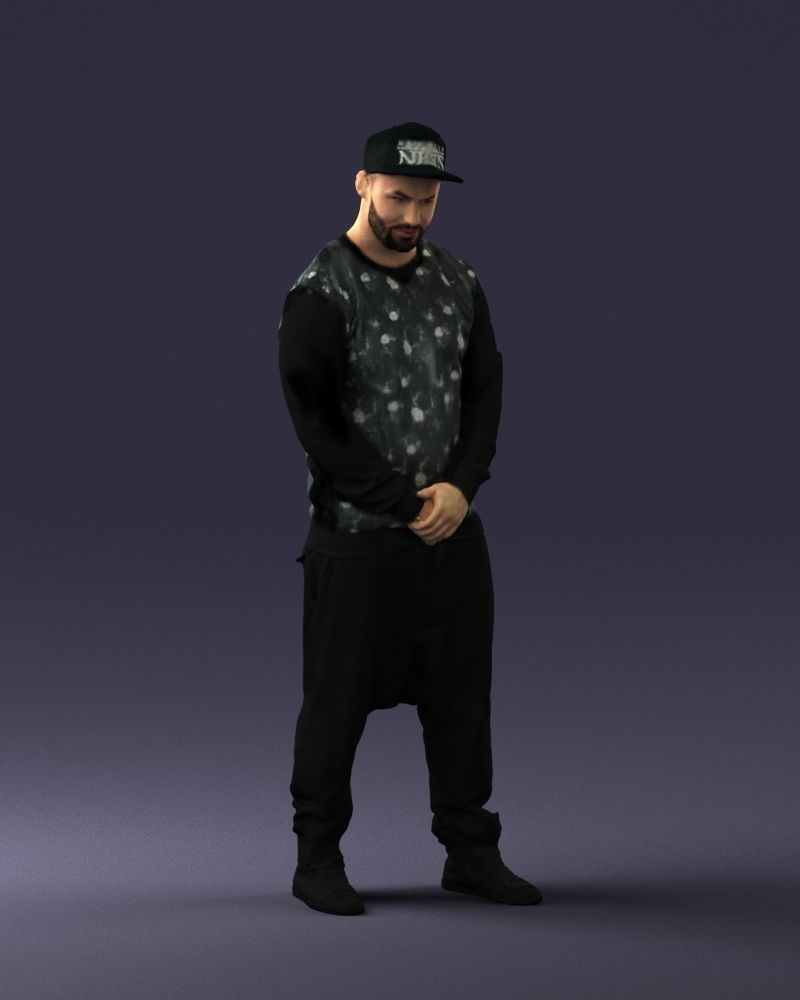 Man in baseball cap 0333 3D Print Ready 3D model_6