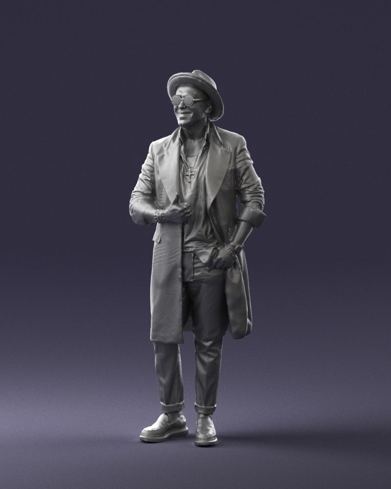 Stylish man in glasses and hat 0320 3D Print Ready 3D print model_31