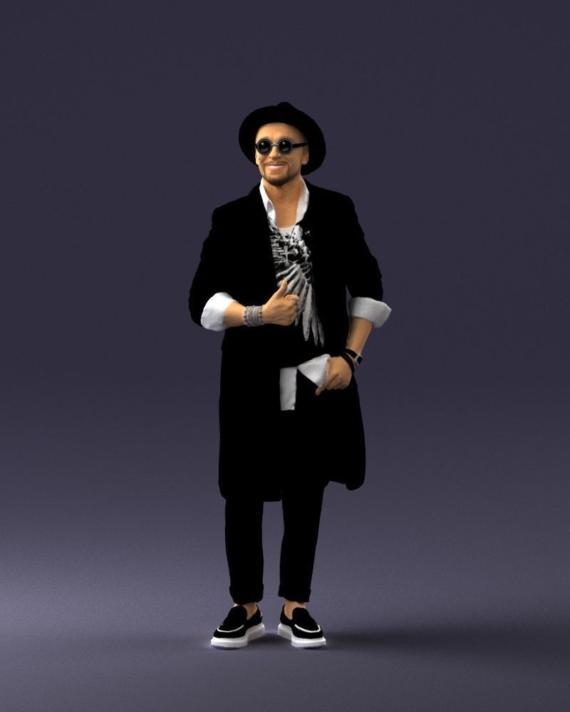 Stylish man in glasses and hat 0320 3D Print Ready 3D print model_33