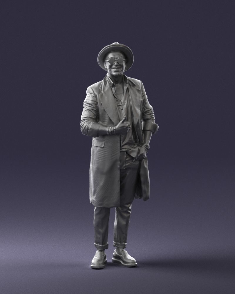 Stylish man in glasses and hat 0320 3D Print Ready 3D print model_4