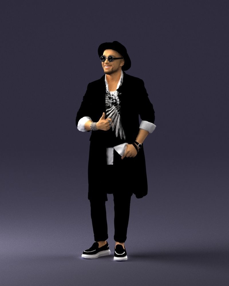 Stylish man in glasses and hat 0320 3D Print Ready 3D print model_30