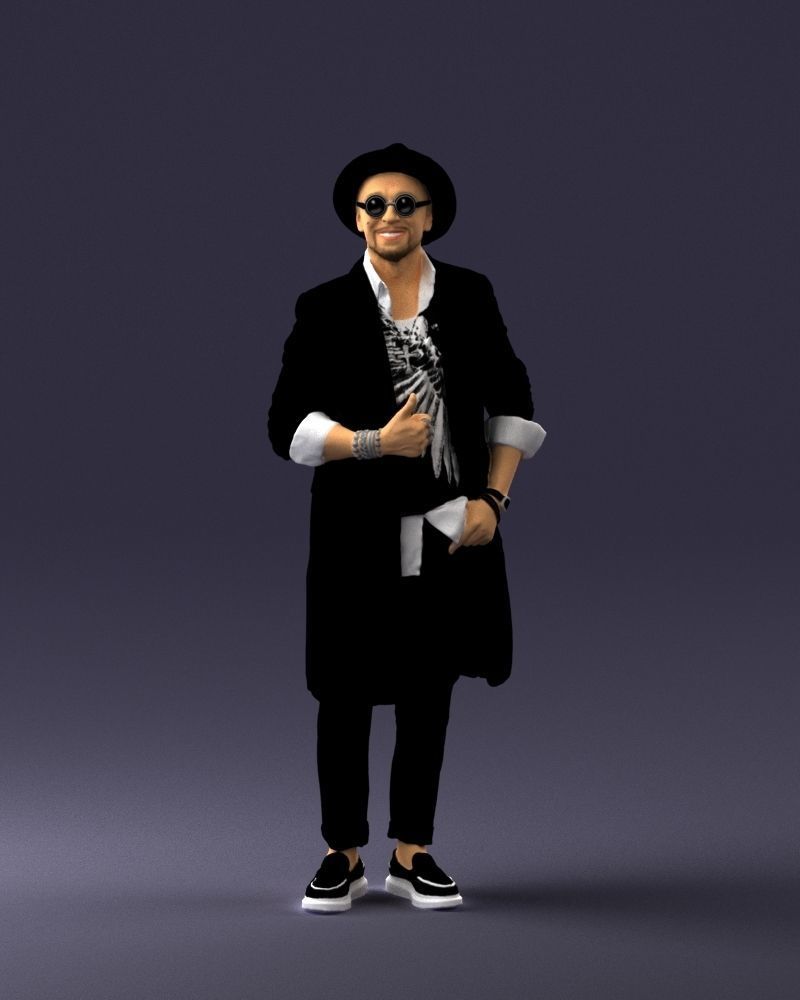 Stylish man in glasses and hat 0320 3D Print Ready 3D print model_36