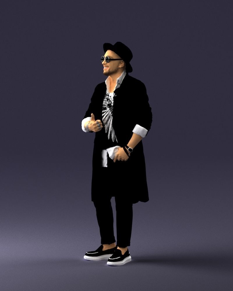 Stylish man in glasses and hat 0320 3D Print Ready 3D print model_27
