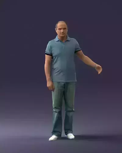 Man in jeans with a bald head 0366 3D Print Ready