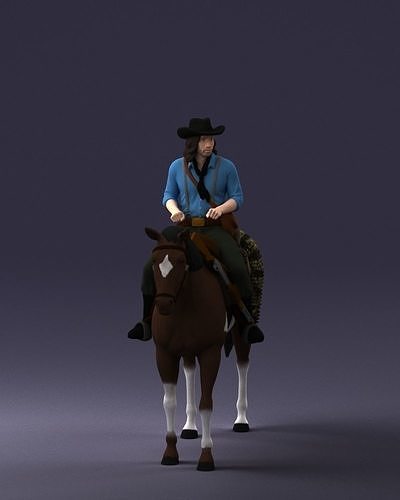 Horse cowboy 0127 3D Print Ready 3D print model
