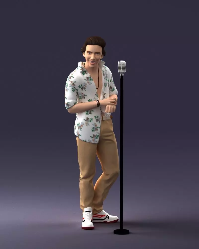 000263 Male Singer with Microphone 0430 3dp 3D print model