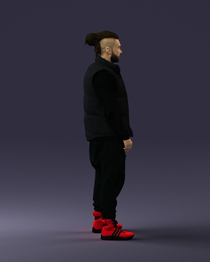 Man in a black suit and red sneakers 0215 3D model_12