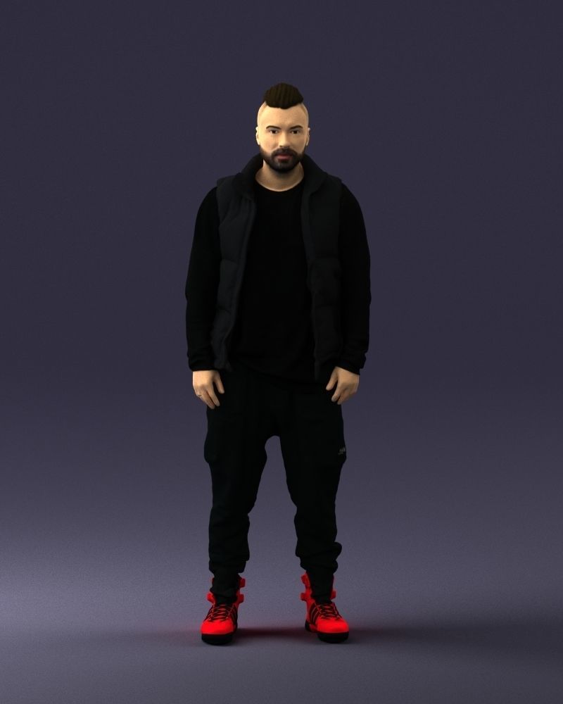 Man in a black suit and red sneakers 0215 3D model_33