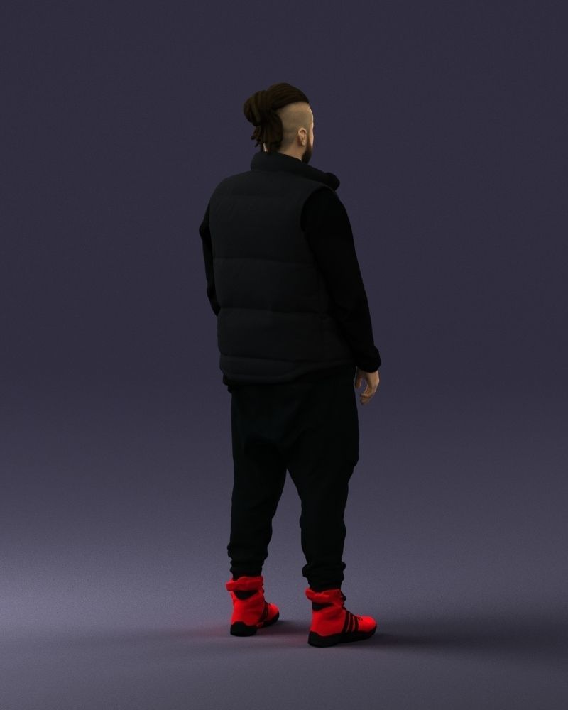 Man in a black suit and red sneakers 0215 3D model_15