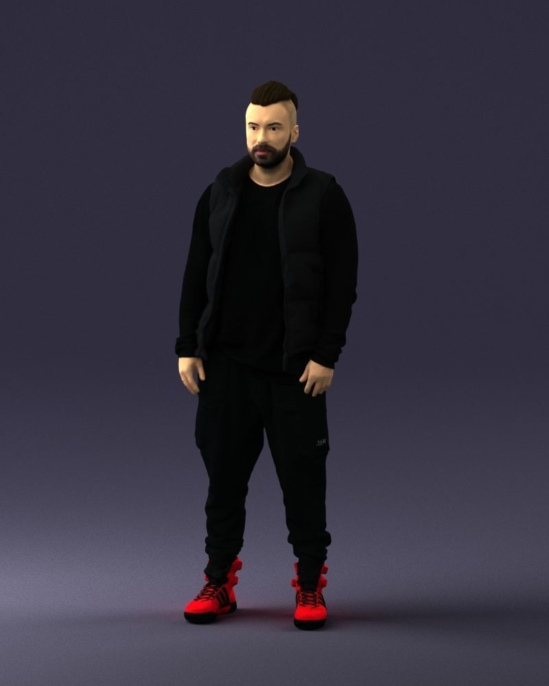 Man in a black suit and red sneakers 0215 3D model_30