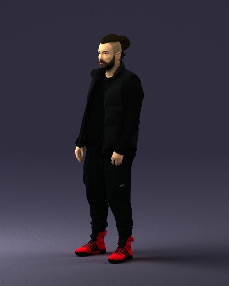 Man in a black suit and red sneakers 0215 3D model_27