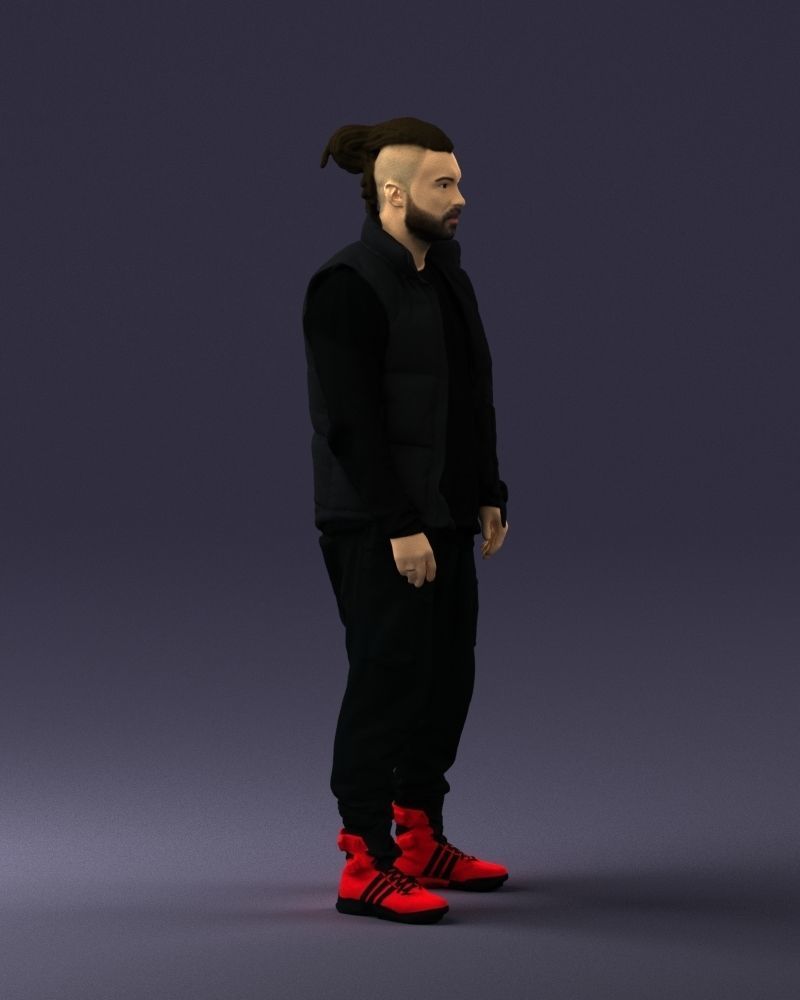 Man in a black suit and red sneakers 0215 3D model_9