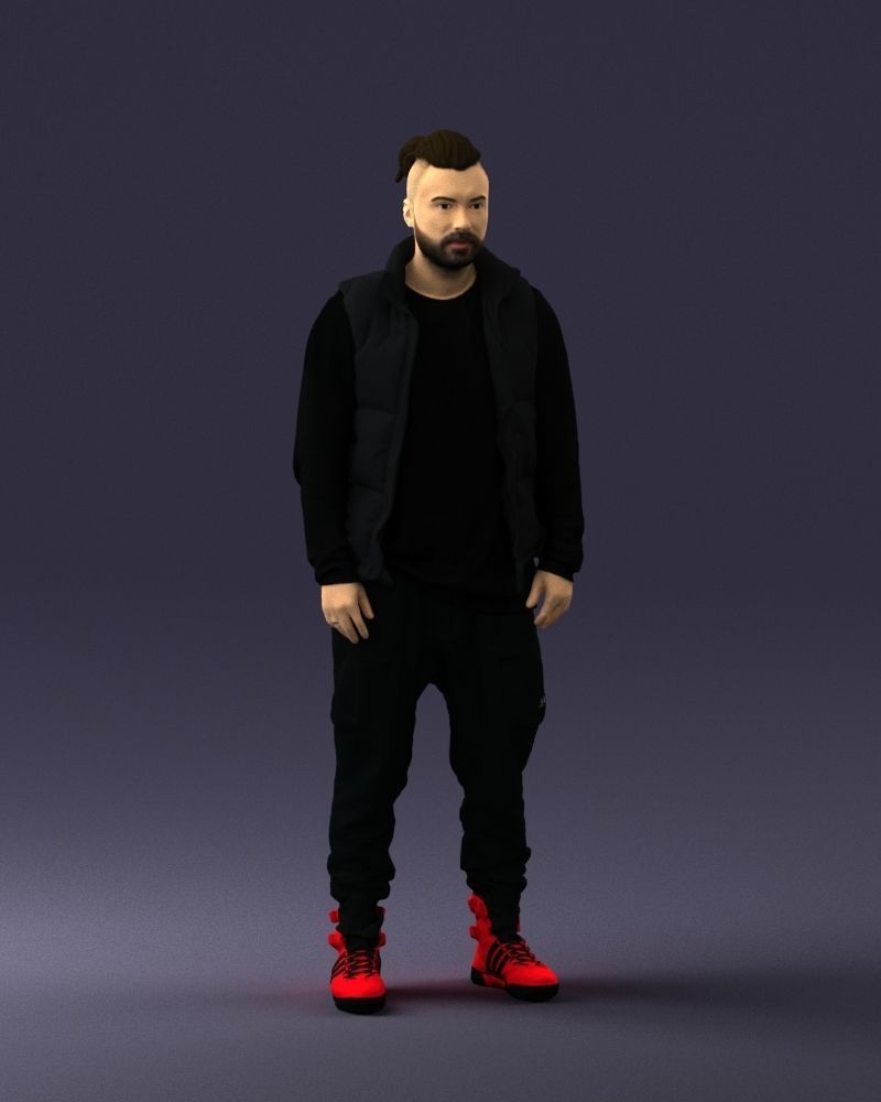 Man in a black suit and red sneakers 0215 3D model_3