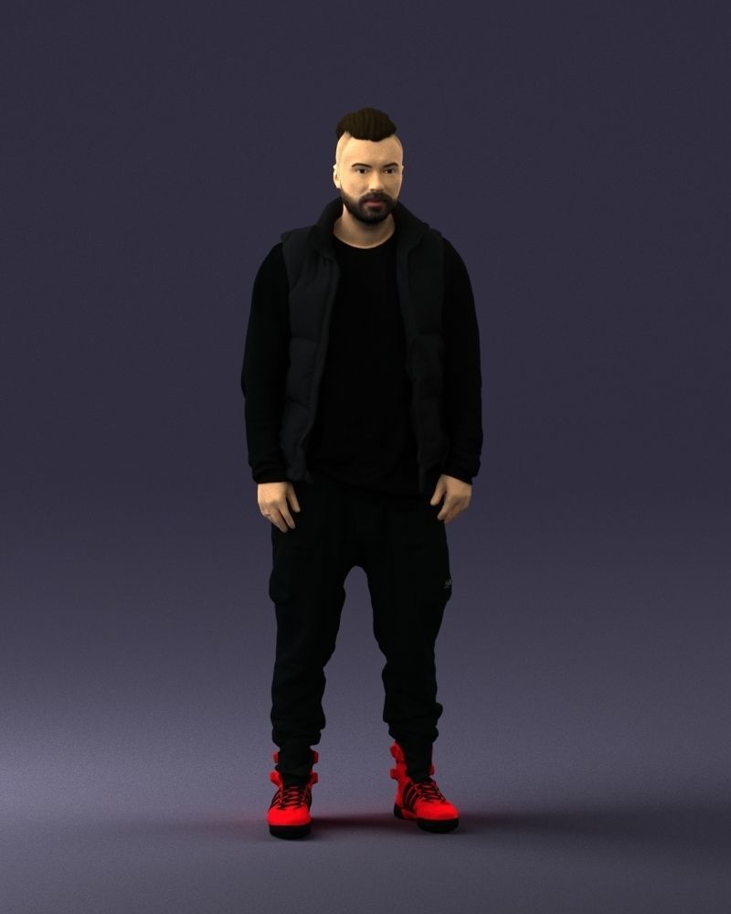 Man in a black suit and red sneakers 0215 3D model_36