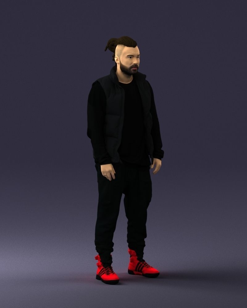 Man in a black suit and red sneakers 0215 3D model_6