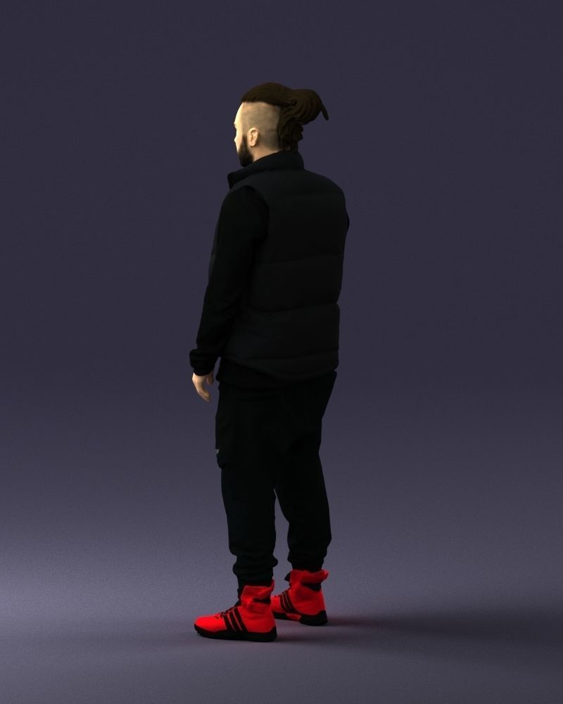 Man in a black suit and red sneakers 0215 3D model_21