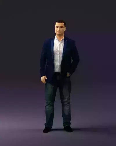 Man in jeans blue suit top 0692 3D Print Ready