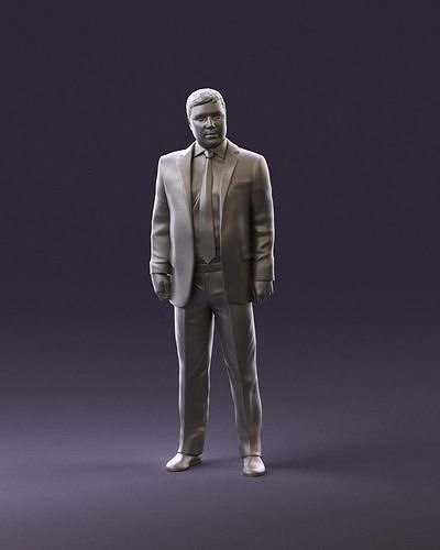 001047 serious businesman in blue suit 3D Print Ready 3D print model