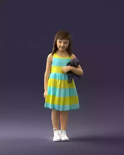 Girl with toy cat 0130 3D Print Ready 3D print model