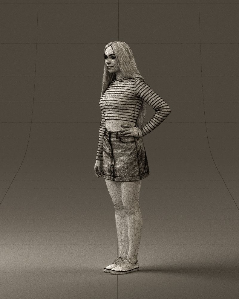 Woman in striped blouse 0405 3D Print Ready 3D print model_29