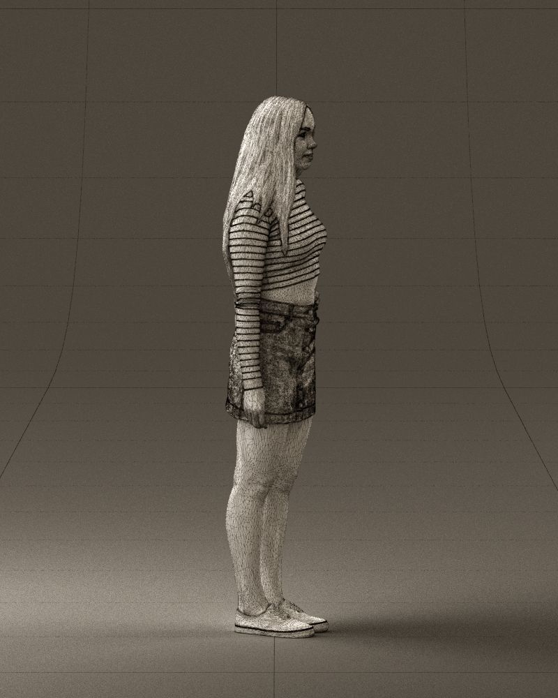 Woman in striped blouse 0405 3D Print Ready 3D print model_11