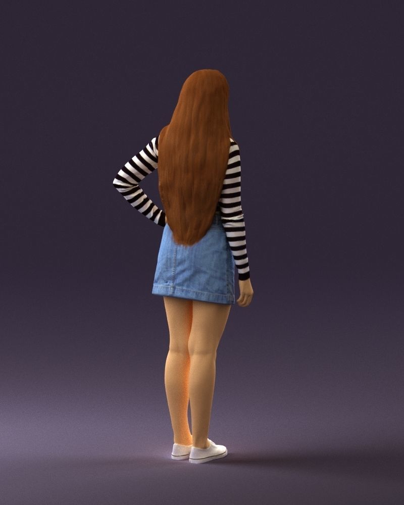 Woman in striped blouse 0405 3D Print Ready 3D print model_15
