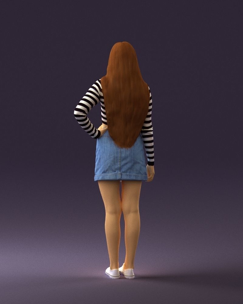 Woman in striped blouse 0405 3D Print Ready 3D print model_18