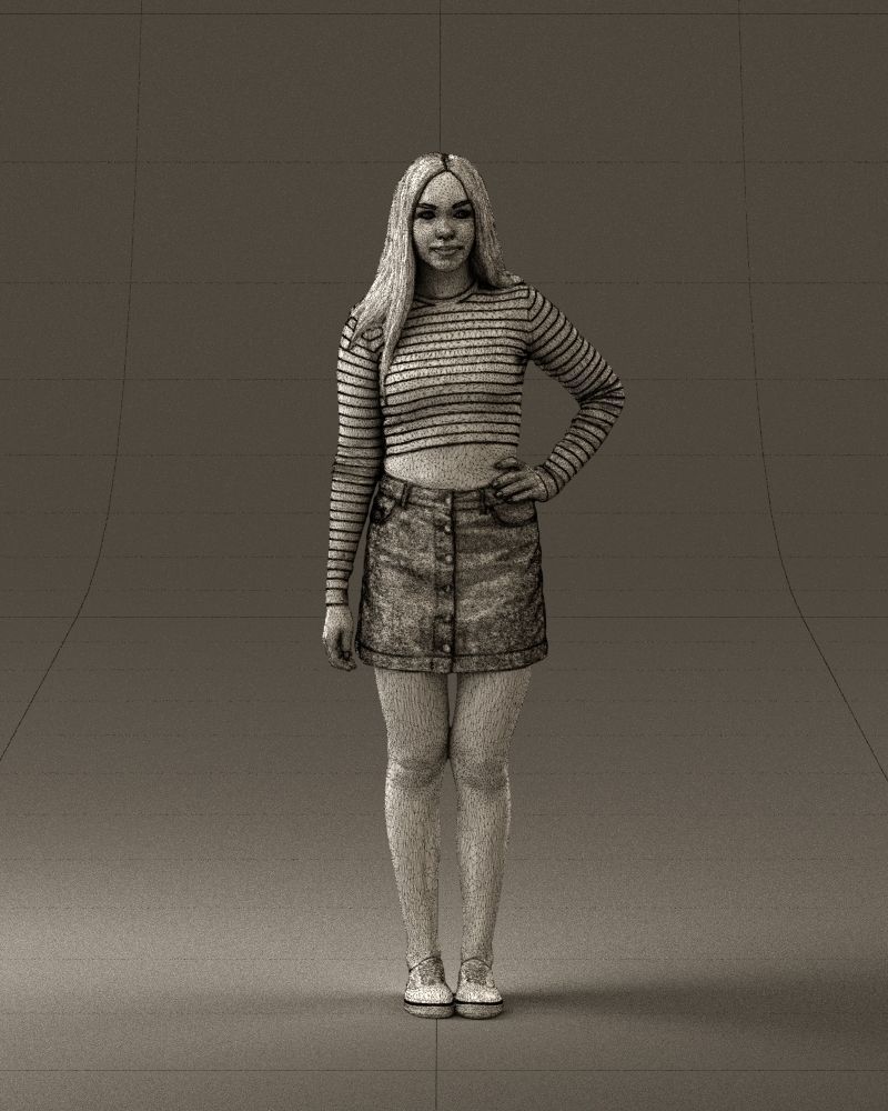 Woman in striped blouse 0405 3D Print Ready 3D print model_35