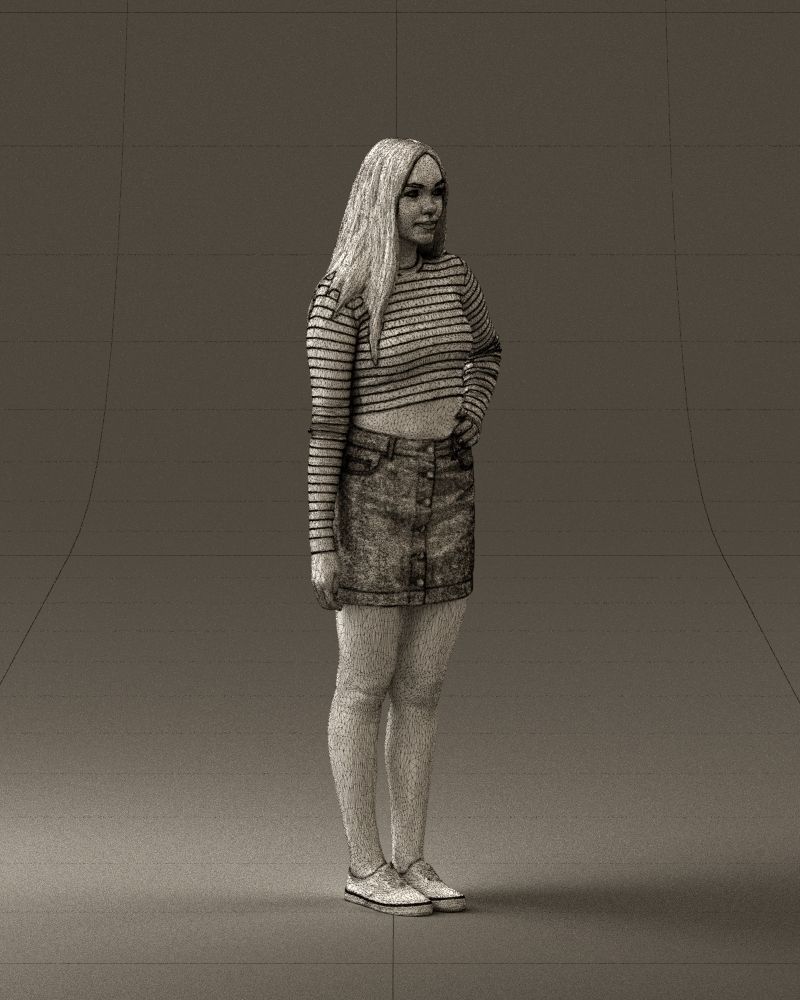 Woman in striped blouse 0405 3D Print Ready 3D print model_8