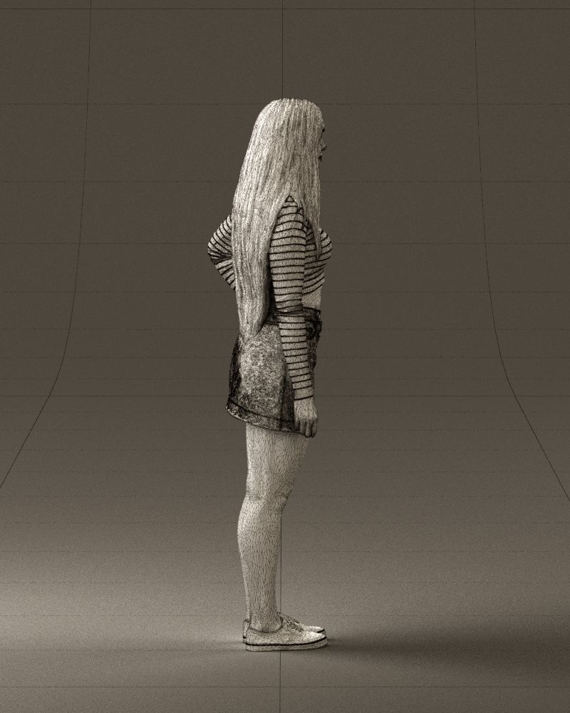 Woman in striped blouse 0405 3D Print Ready 3D print model_14