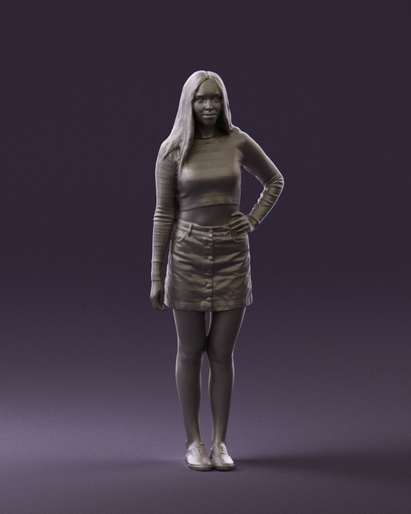 Woman in striped blouse 0405 3D Print Ready 3D print model_1