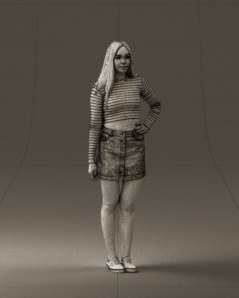 Woman in striped blouse 0405 3D Print Ready 3D print model_5