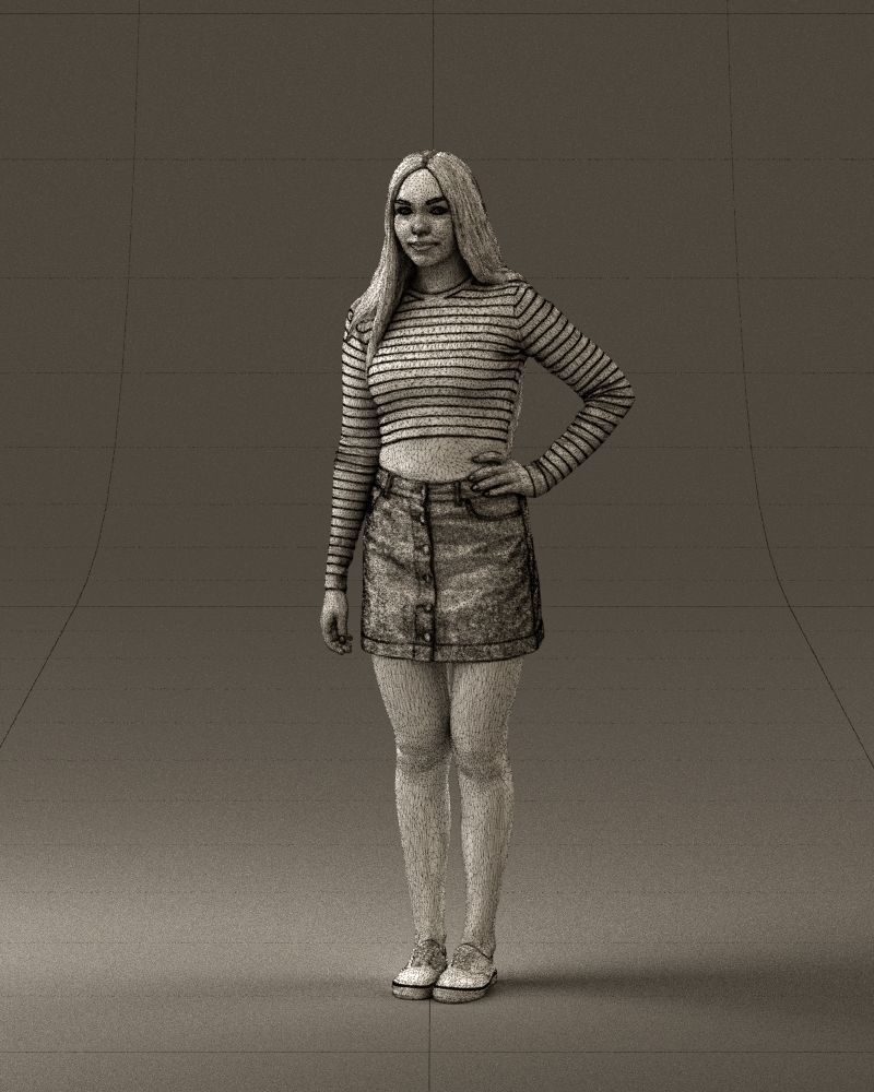 Woman in striped blouse 0405 3D Print Ready 3D print model_32