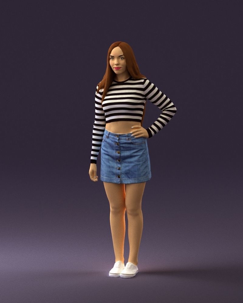Woman in striped blouse 0405 3D Print Ready 3D print model_30