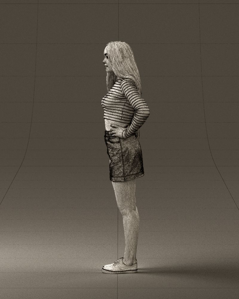 Woman in striped blouse 0405 3D Print Ready 3D print model_26