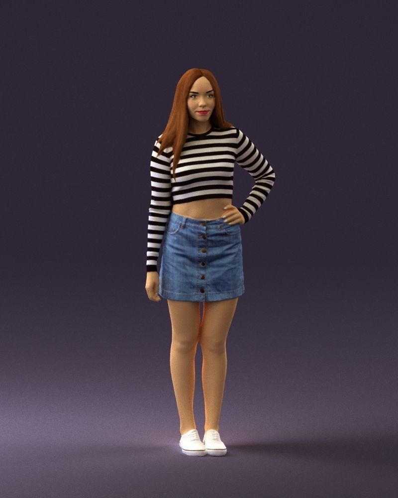 Woman in striped blouse 0405 3D Print Ready 3D print model_36